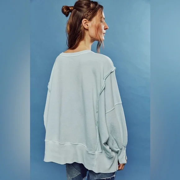 Free People Light Blue Oversized Sweatshirt - Picture 2 of 11